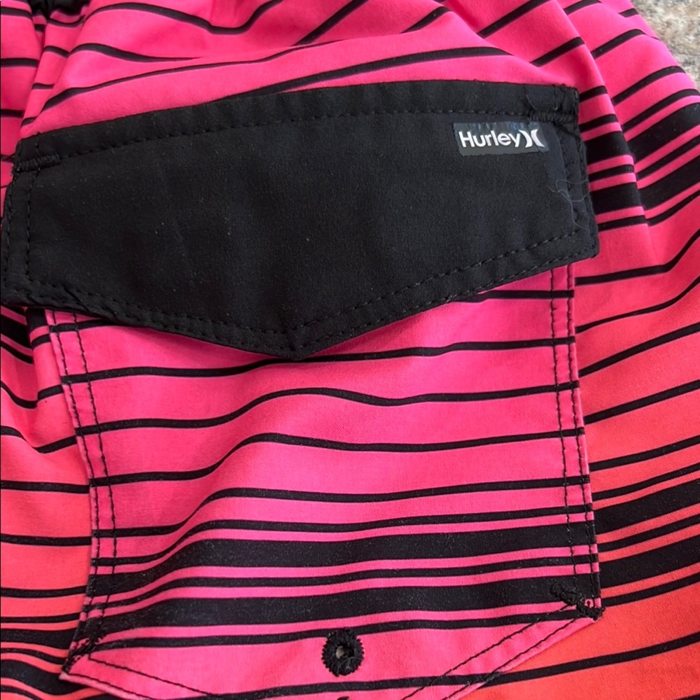 Hurley Neon Striped Shorts - Size 10/12 - Picture 6 of 7